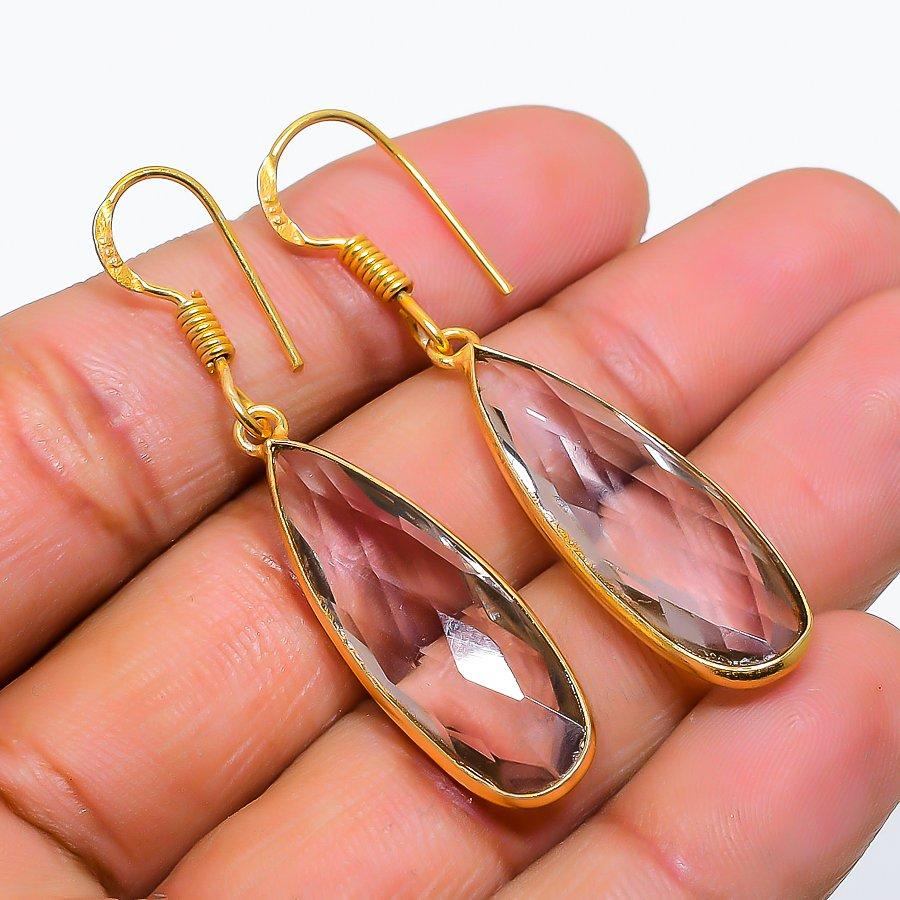 

White Topaz Gemstone 925 Solid Sterling Silver Jewelry Earring 1.97 GK-5847