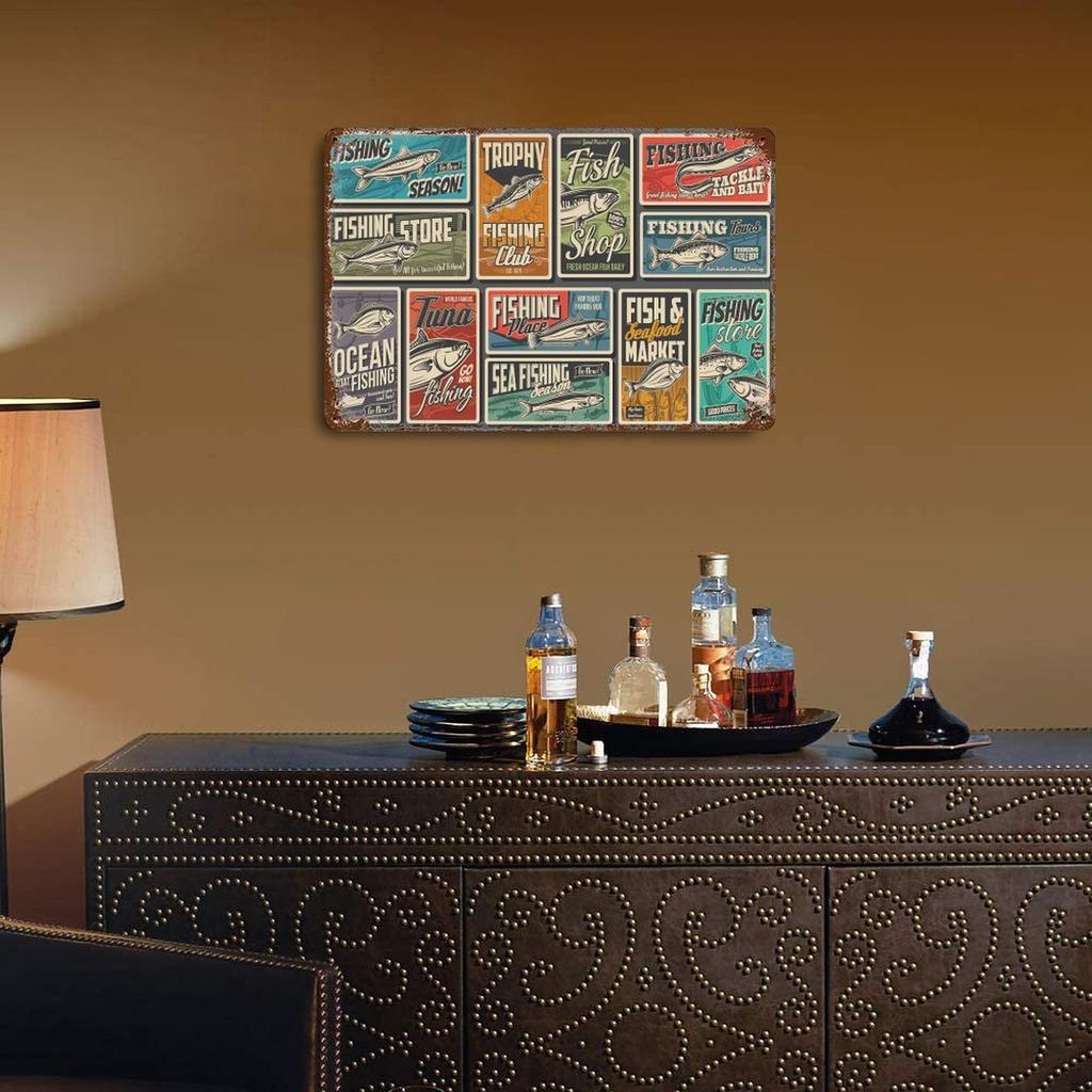 1-Pack aged metal sign decor, 20×30cm and 30×40cm, distressed rustic plaque for cafe, pub, garage or living room