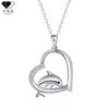 Dolphin Heart Pendant Necklace Women Fashionable Ocean Theme Jewelry Copper Chain 41-50cm Adjustable Length