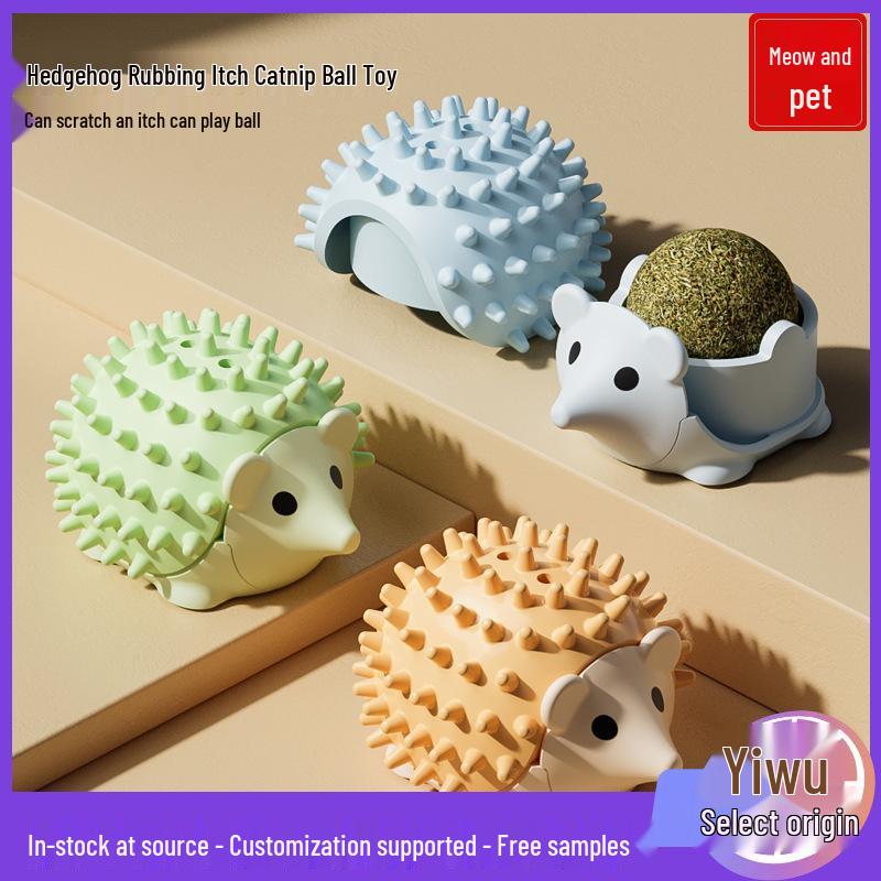 Hedgehog Catnip Licking & Teeth Cleaning Ball Toy for Cats - Itch Scratcher & Play Ball