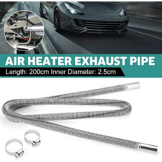 COLOR TREE 78.7Inch Universal Stainless Steel Exhaust Pipe 1Inch ID Parking Air Heater Tank Diesel Gas Vent Hose Length For Car Truck
