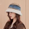 Rainbow Striped Bucket Hat Women's Fashion Thickened Plush Hat Autumn and Winter Outdoor Basin Hat
