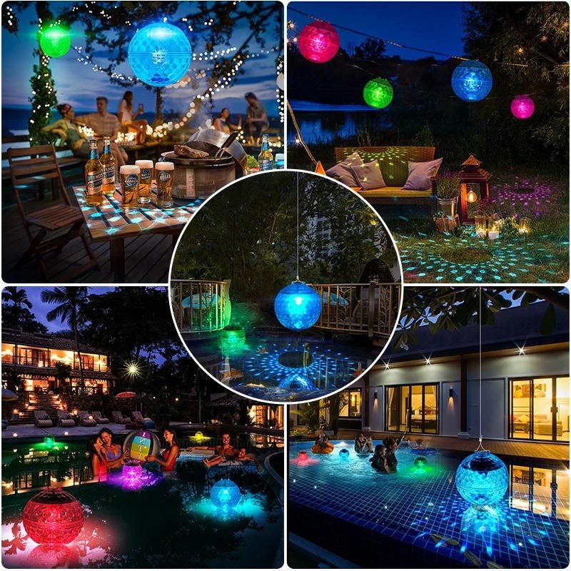 Floating Pool Lights, Floating Solar Pool Lights with RGB Color Changing Waterproof Pool Lights That Float for Swimming Pool