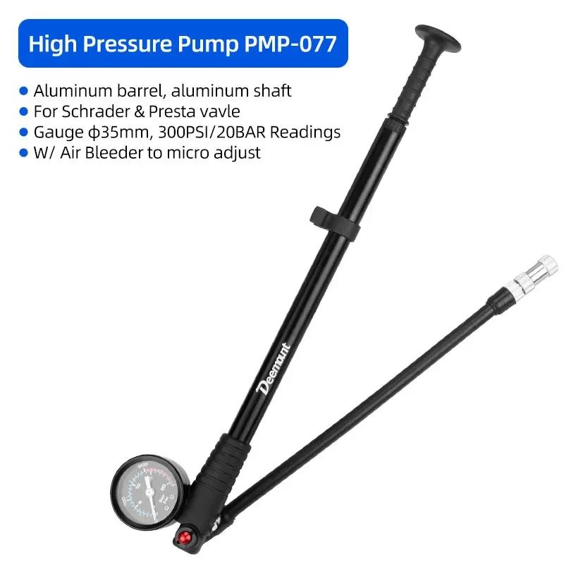 300/400PSI High Pressure Pump W/ Gauge for Front Fork Suspension Shock Absorber MTB Bike Tire Quick Air Inflator Hose Rotatable Suspension Pump