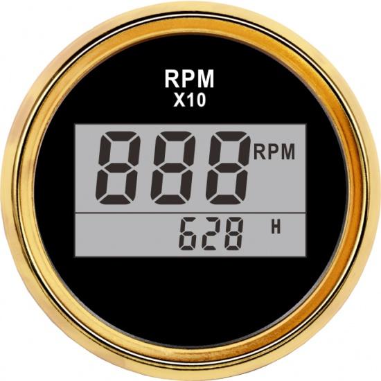 Contor tahometru 0-999 RPM cu contor orar 52 mm Indicator tahometru digital cu lumină de fundal roșie pentru mașină, barcă, iaht, RV, rulotă