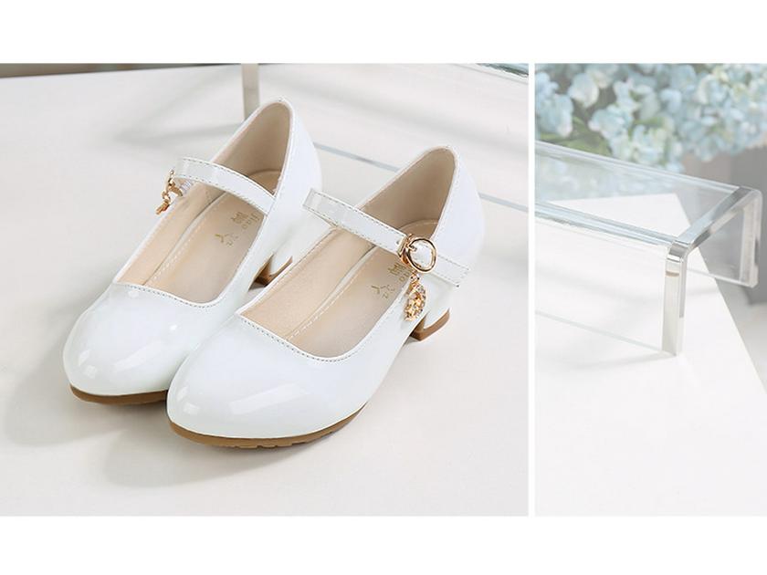 Girls' High Heel Leather Princess Shoes - Crystal Design, Spring/Autumn, Children's Performance Footwear, New Korean Style