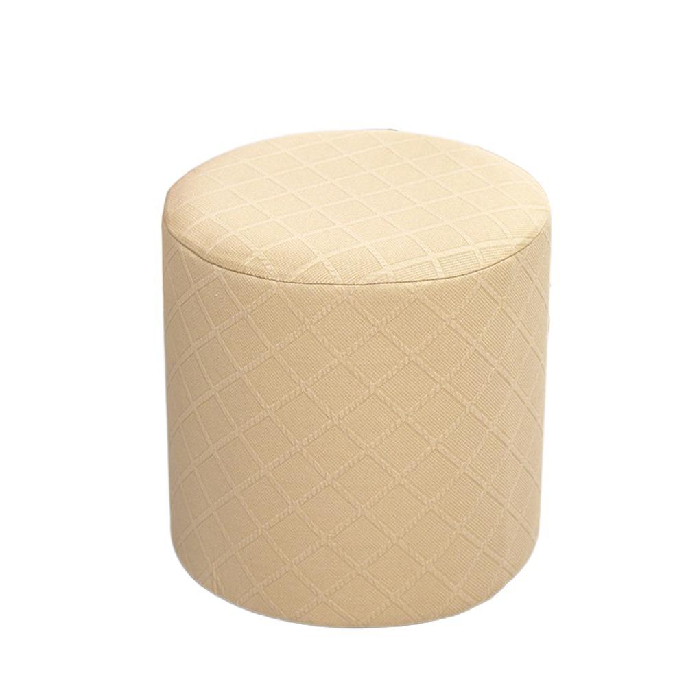 Durable Solid Color Jacquard Ottoman Cover Round Elastic Square Stool Cover Soft Footrest Slipcover Home Decor