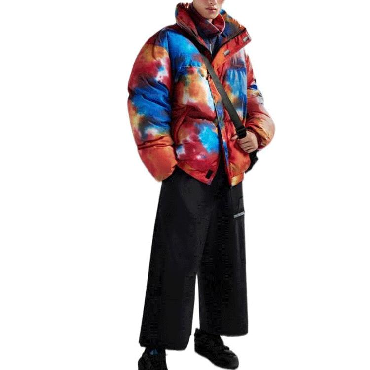 Li Ning CF Série Wu Xing Tie-Dye Veste Lâche en Duvet de Canard Courte Veste Homme Multicolore AYMR512-1