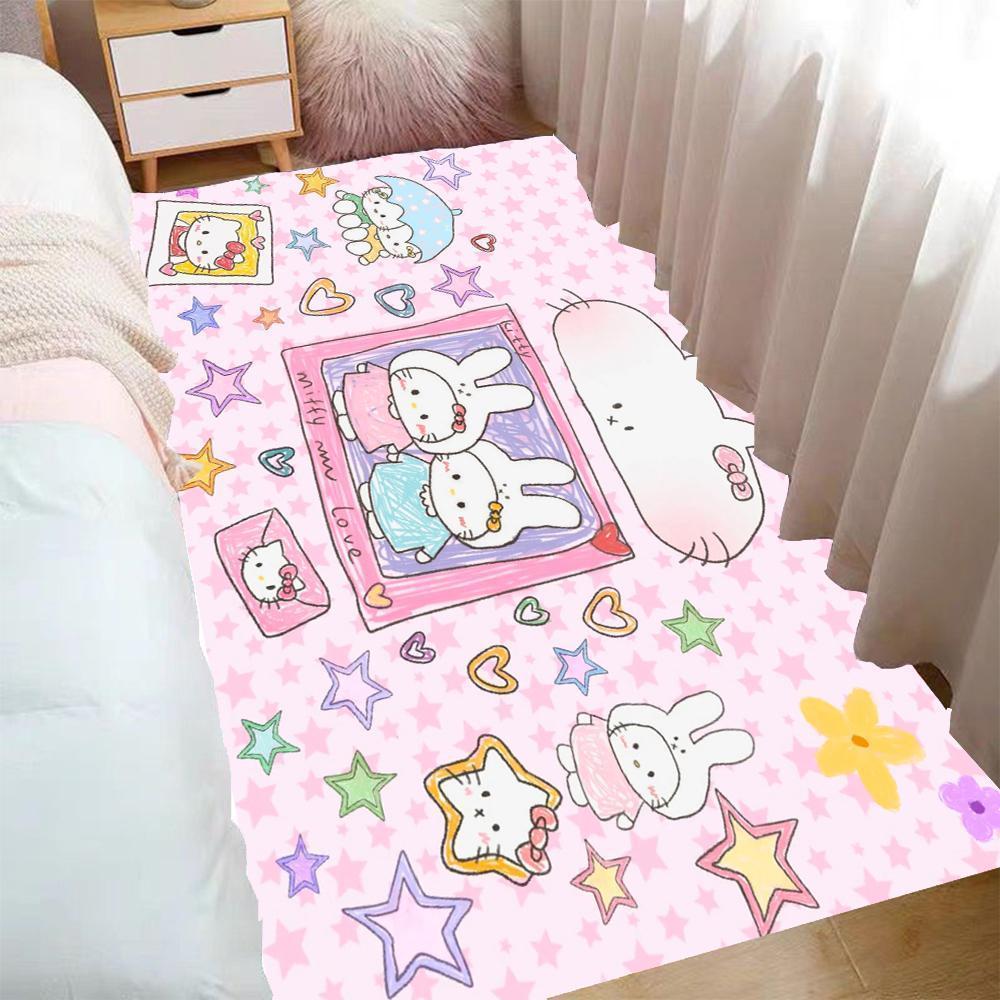 Kawaii Miffy Rabbit Carpet Bedside Blanket Foot Mat Cute Cartoon Bay Window Mat Coffee Table Blanket Anti-slip Floor Mat