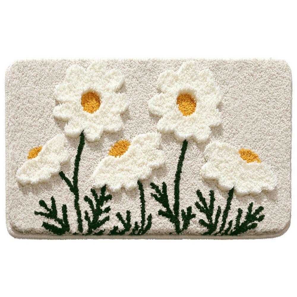 Non-Slip Bathroom Floor Mat Small Fresh Floral Carpet Absorbent Floor Mat  Household Use