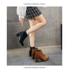 Women's Square Suede Short Boots New British Style Thick-heeled Boots Back Zipper Boots