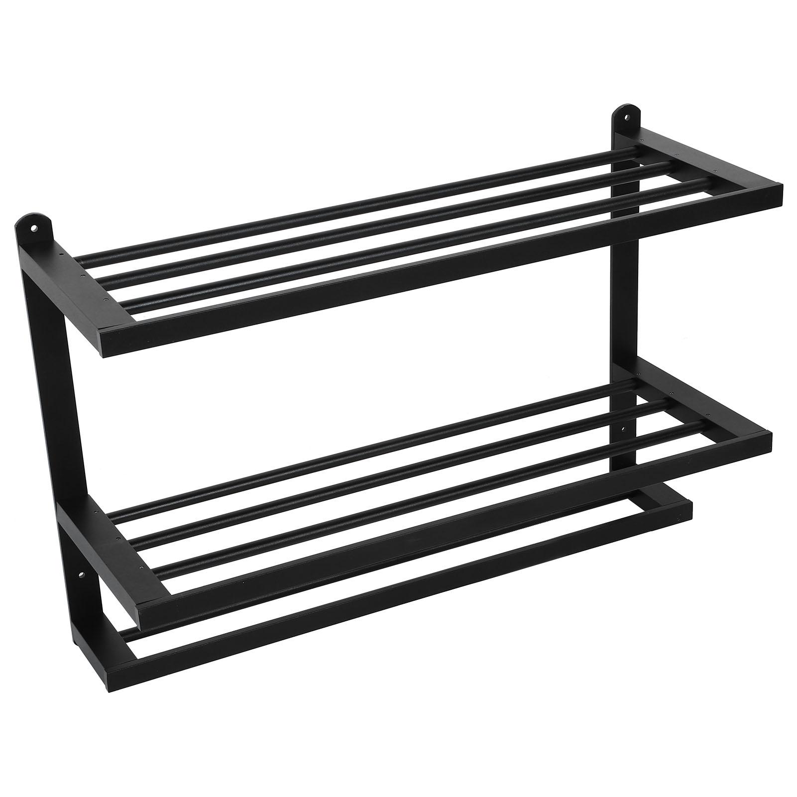 

3 Tier Black Space Aluminum WallMounted Towel Holder Rack Hanger Bathroom Organizer Accessories