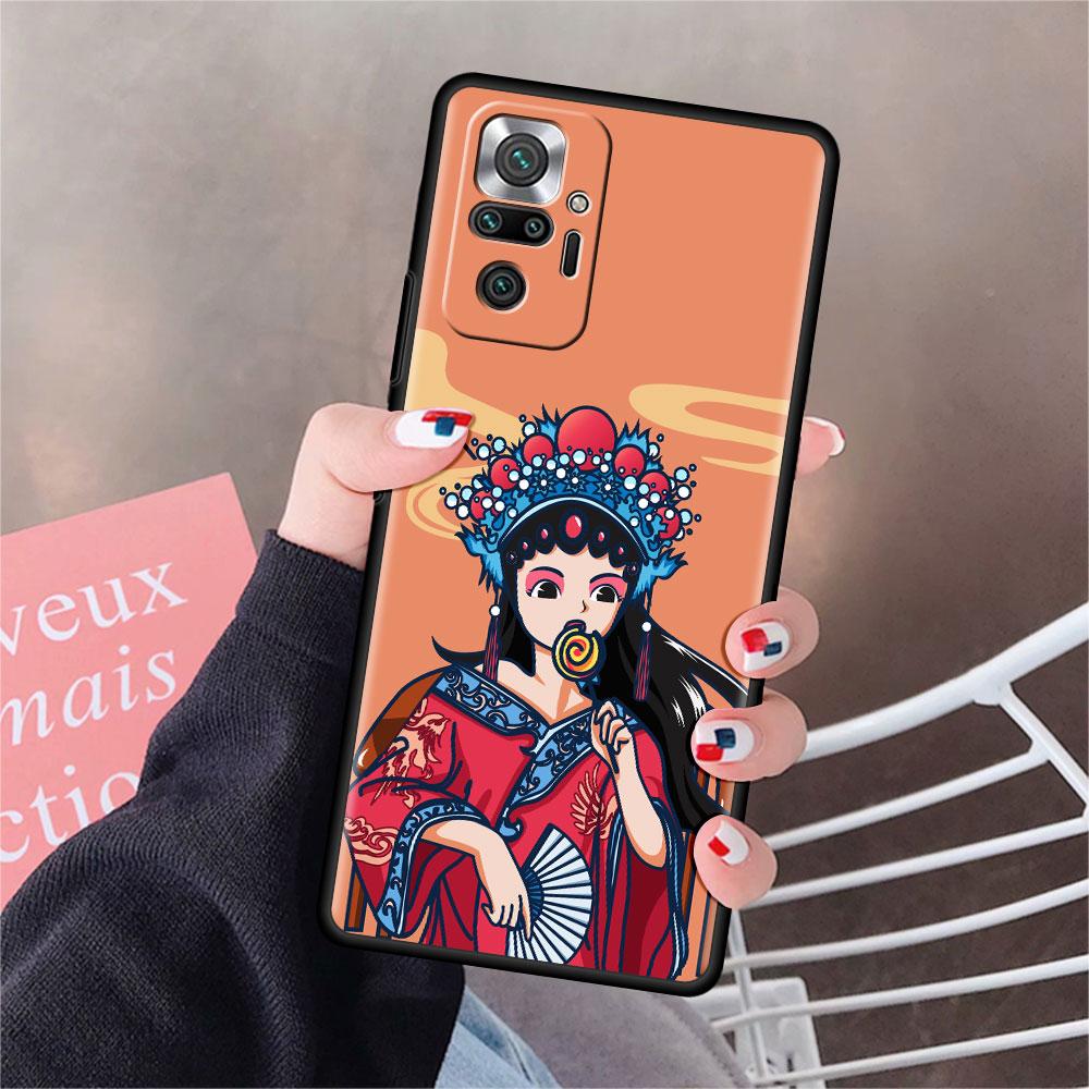 Funda For Xiaomi Redmi Note 10 9 11 Pro Soft Phone Case 10S 9S K40 8 9A 9C 9T 7 10C 8T Silicone Cover Opera Retro Girl Shell Sac