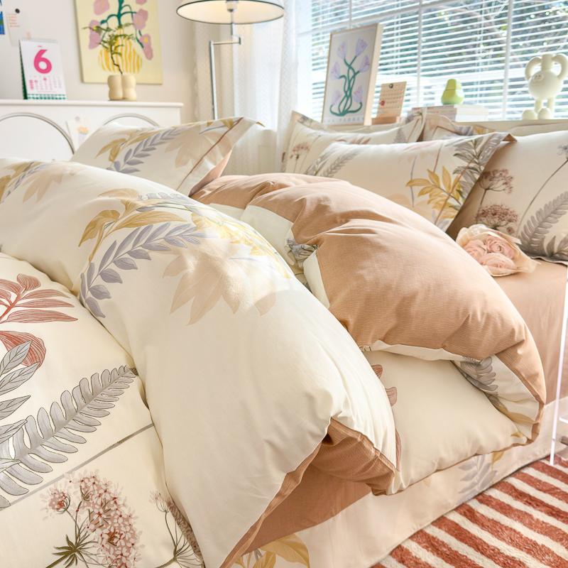 100% Cotton Luxury Floral Duvet Cover Set Boys Girls Single Comforter Cover Vintage Blue Plant Pattern Bedding with Pillowcase