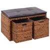Day and Night - Day and Night Bench with 2 Seagrass Baskets 71x40x42 Cm Brown