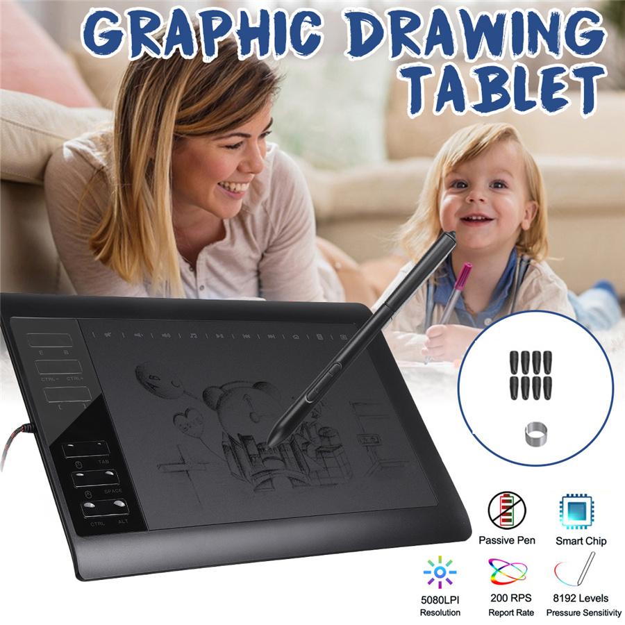 10*6'' Grafisk nettbrett 8192 Nivåer Grafisk tegnebrett Digitalt nettbrett 233 Punkt Hurtiglesing Signaturpad Tegnestift