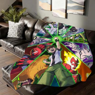 Adventure Cartoon B-ben 10 Blanket For Sofa Office Bed Plane Travel Sleep Read Relax Camping Soft And Warm