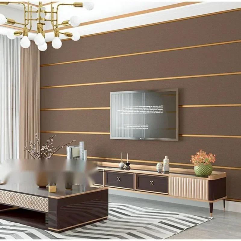 Simple Imitation Deer Skin Velvet Wallpapers Plain Non Woven Fabric Wide Stripe Living Room TV Background Decoration Wallpaper