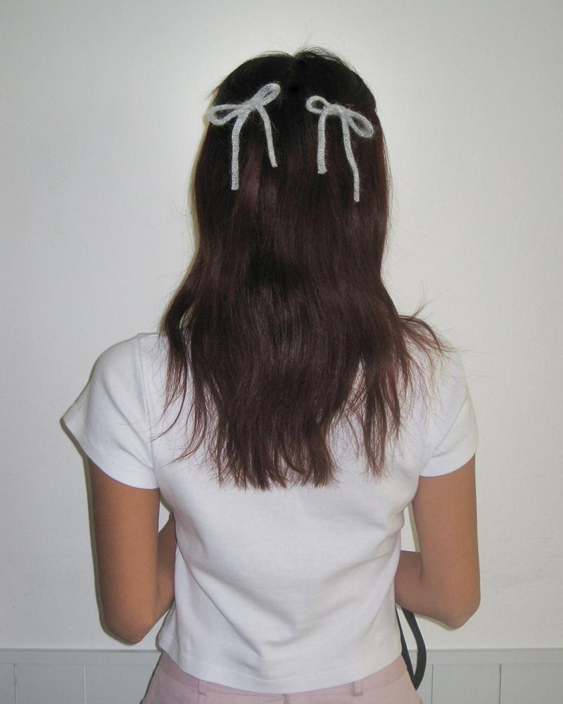 It Doesn'T Matter [2 Pack] Angora Ribbon Hair Pin (Gray)