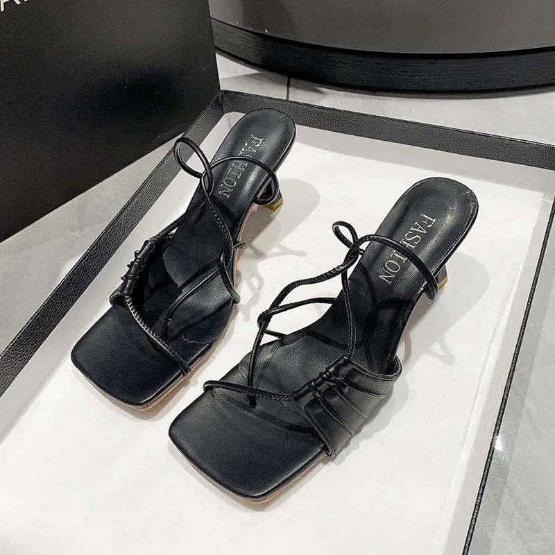 

Золотые узкие женские тапочки женские квадратные носки с низким каблуком сандалии шлепанцы Mujer Shoes 40