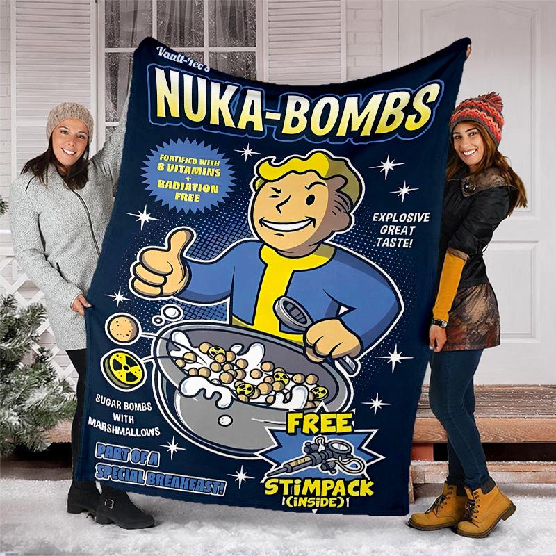 1pc NUKA-BOMBS Fallout1 Theme Blanket - Digital Print, Polyester, Cozy for All Seasons, Perfect for Outdoor, Camping, and Travel