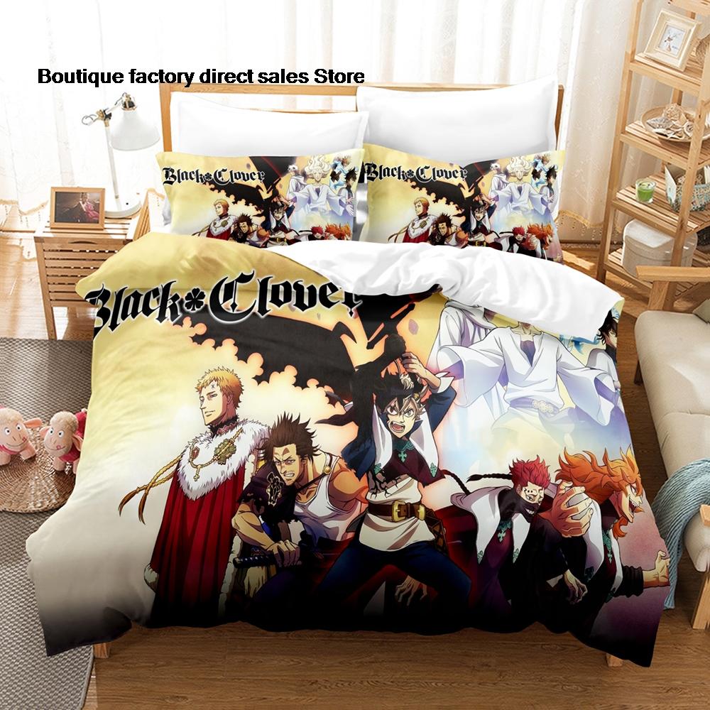 Anime Black Clover Asta Bedding Set 3D Printed Duvet Cover Pillowcase For Otaku Bedroom Home Textile Twin Full Queen King Size