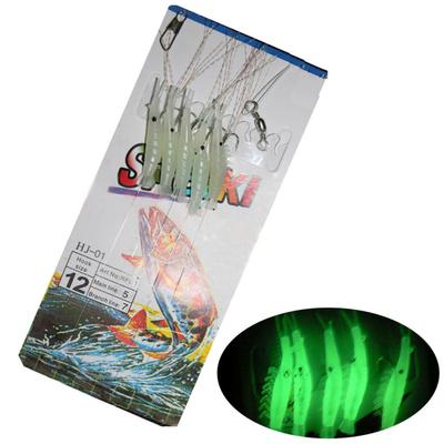 5PCS/Set Luminous Shrimp Hook Fishing Lure Single Hook Tack Bait Jigs Hook Soft Lure Fake Soft Lure