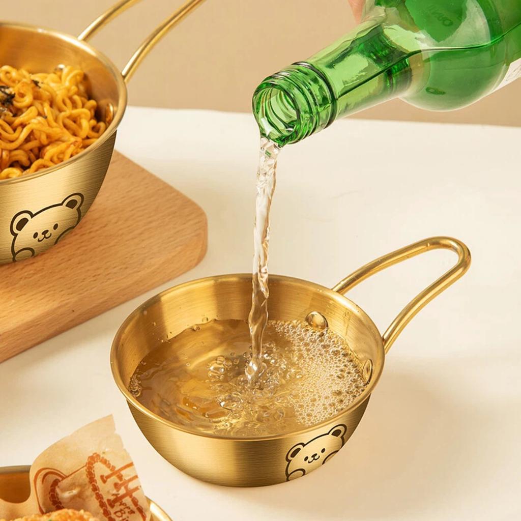 304 Stainless Steel Salad Bowl Korean Lamian Noodles Bowl Rice Wine Bowl With Anti Scald Handle Induction Cooker Safe Tableware