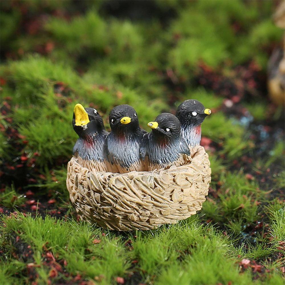 Multicolor Micro Swallow Model Fairy Garden Ornament Mini Birds' Nests Statue  Outdoor Indoor