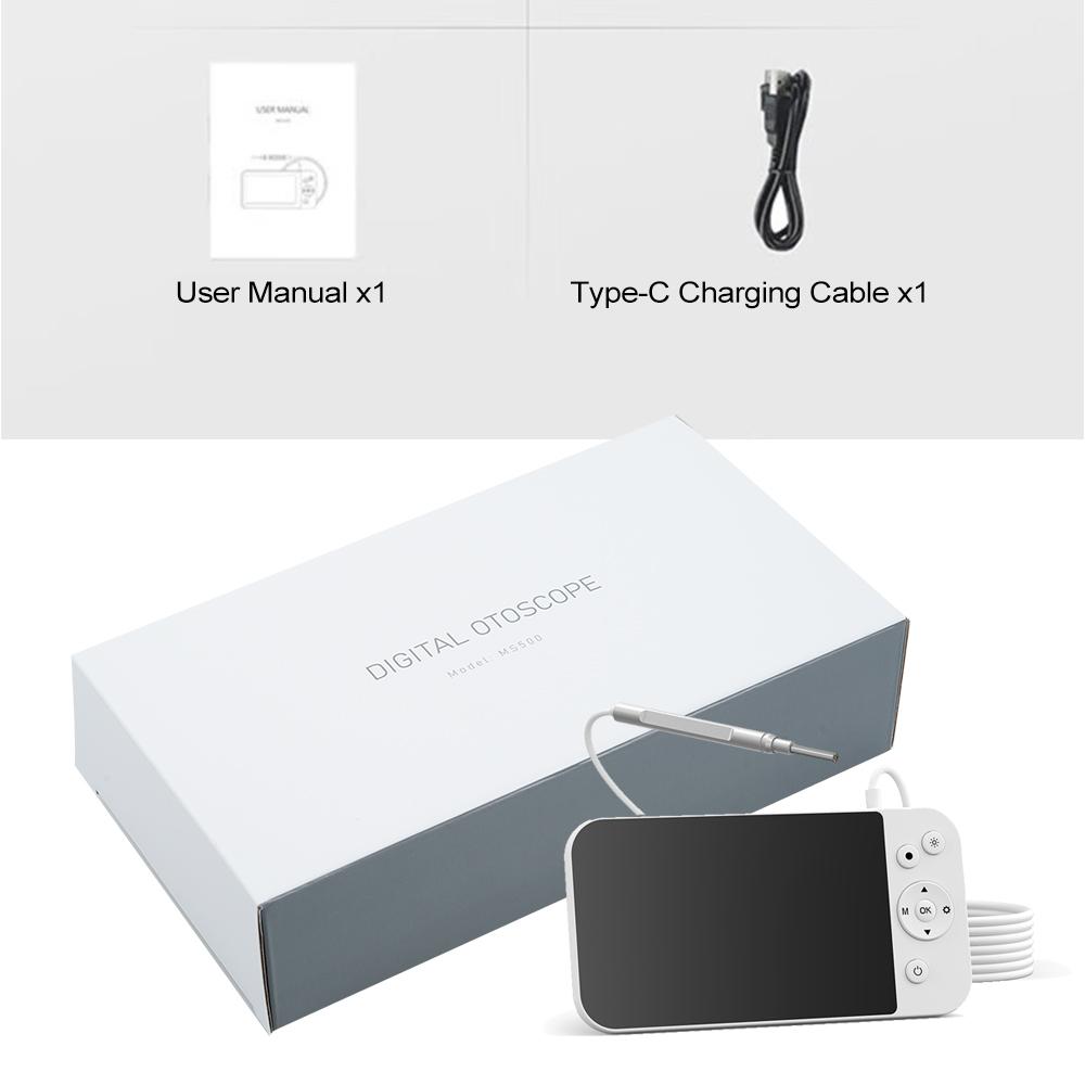 3.9mm Otoscope Camera with 5inch IPS Screen 1080P HD Digital Otoscope Endoscope Intelligent Visual