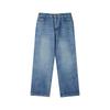 Deobeuleis Half-Banding Wide Denim Pants (Medium Blue)