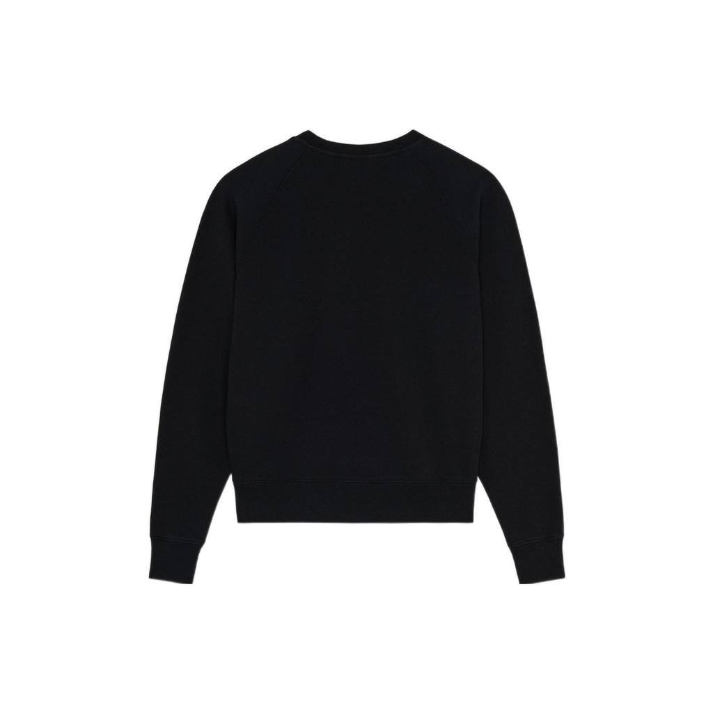 Maison Kitsune Back To Series FW22 Solid Color Fox Patch Round Neck Pullover Sweatshirt Women sweatshirt Black JW00319KM0001-P199