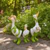 Gartenveranda Gänsefiguren, Lustige Entenfarm Zaun Dekoration, Harz Veranda Gänse Dekoration, Tier Skulpturen & Figuren für Außen, Perfekt für Hausgarten