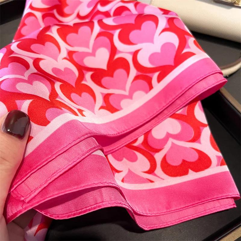 Luxury Silk Feeling Square Scarf Women 2025 Print Satin Neckerchief Spring Hair Band Foulard Bandana Echarpe Tie Shawl Wraps