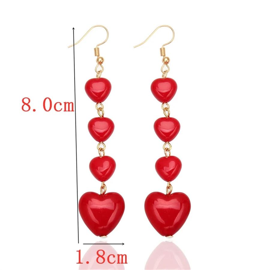 Sweet Girl Multilayer Red  Peach Heart Earrings for Women Cute Temperament Trendy Earrings Acrylic Earrings Fashion Jewelry Gift Party
