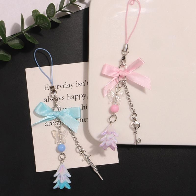 Stylish Butterfly Bag Charm Trendy Bowknot Keychain Phone Charm Keyrings Cool Keychain Acrylic Material for Party Daily
