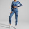 European American Tie-Dye Butt-Lift Yoga Set: Long Sleeve, Seamless Fitness Clothing with Hollow Out Design