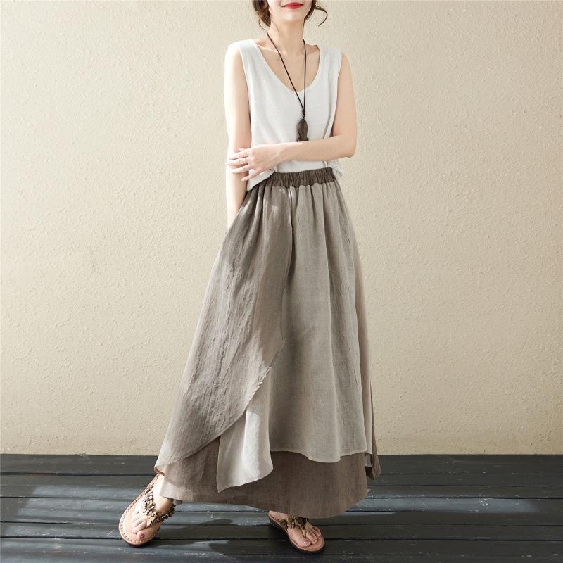Summer Japanese and Korean Irregular Patchwork Plain Skirt Women