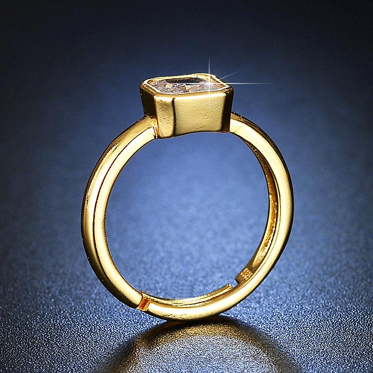 Nischendesign Quadratischer Diamant-Öffnungsring für kalten Wind, Damenmode Leichter Luxus Ins Französischer Leichter Luxus Zirkon Super Flash Ring