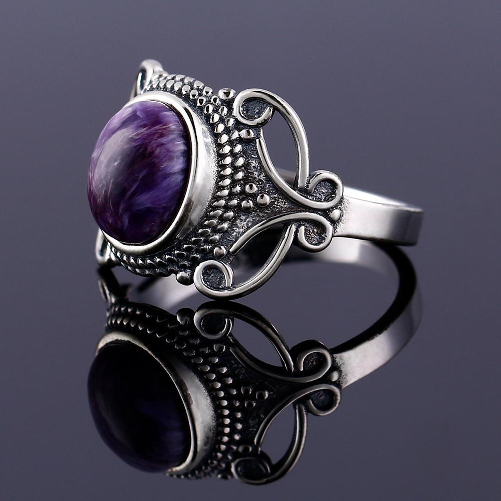 Nasiya Bohemia Style 8x10MM Oval Purple Charoite Rings For Women CopperColor Ring Fine Jewelry For Anniversary Party Gift
