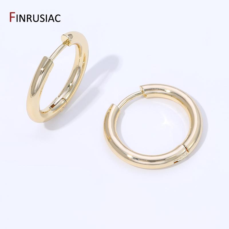 14K Gold Plated Brass Round Hoop Earring For Women Girls Fashion Circle Ring Earrings  Wedding Party Gifts