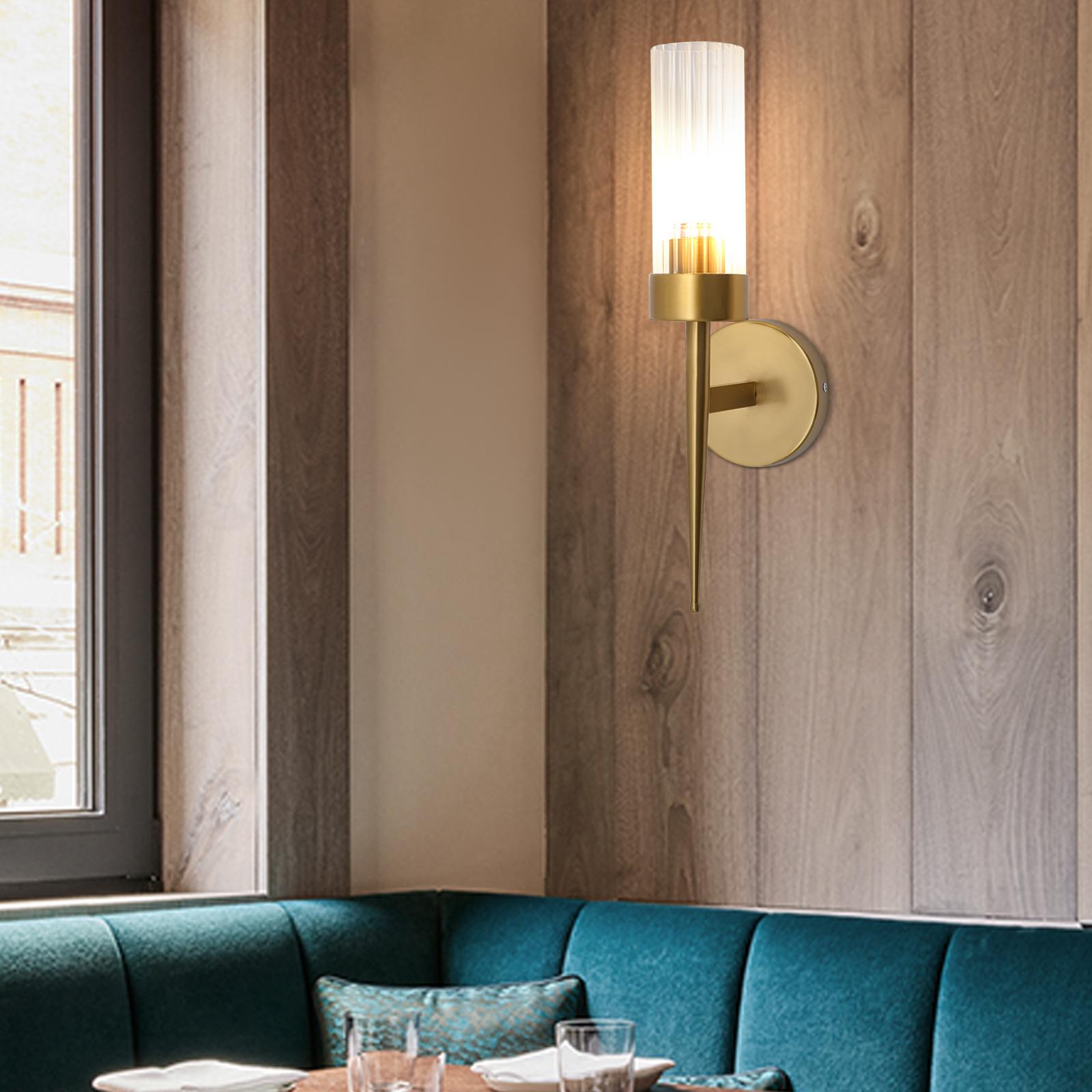 

Modern Gold Wall Sconce Light, Single Head 110V Hardwired Fixture, E26 Bulb Compatible(60W Max) for Hallway & Staircase Lighting