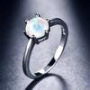 Cushion Cut Square Rainbow White Fire Opal Rings For Women Gold Horse Eye Zircon Charm Leaf Wedding Bands Party Jewelry CZ