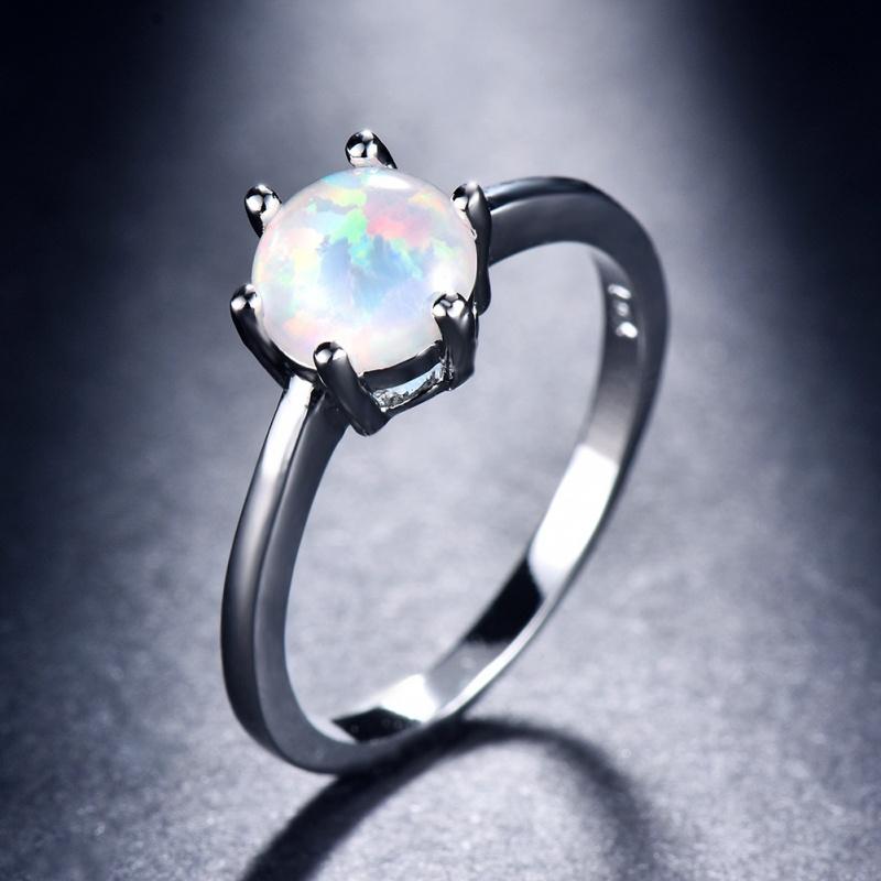 Cushion Cut Square Rainbow White Fire Opal Rings For Women Gold Horse Eye Zircon Charm Leaf Wedding Bands Party Jewelry CZ