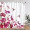 Watercolour Floral Print Shower Curtain Gorgeous Floral Rustic Flower Polyester Fabric Shower Curtains Bathroom Decor with Hooks