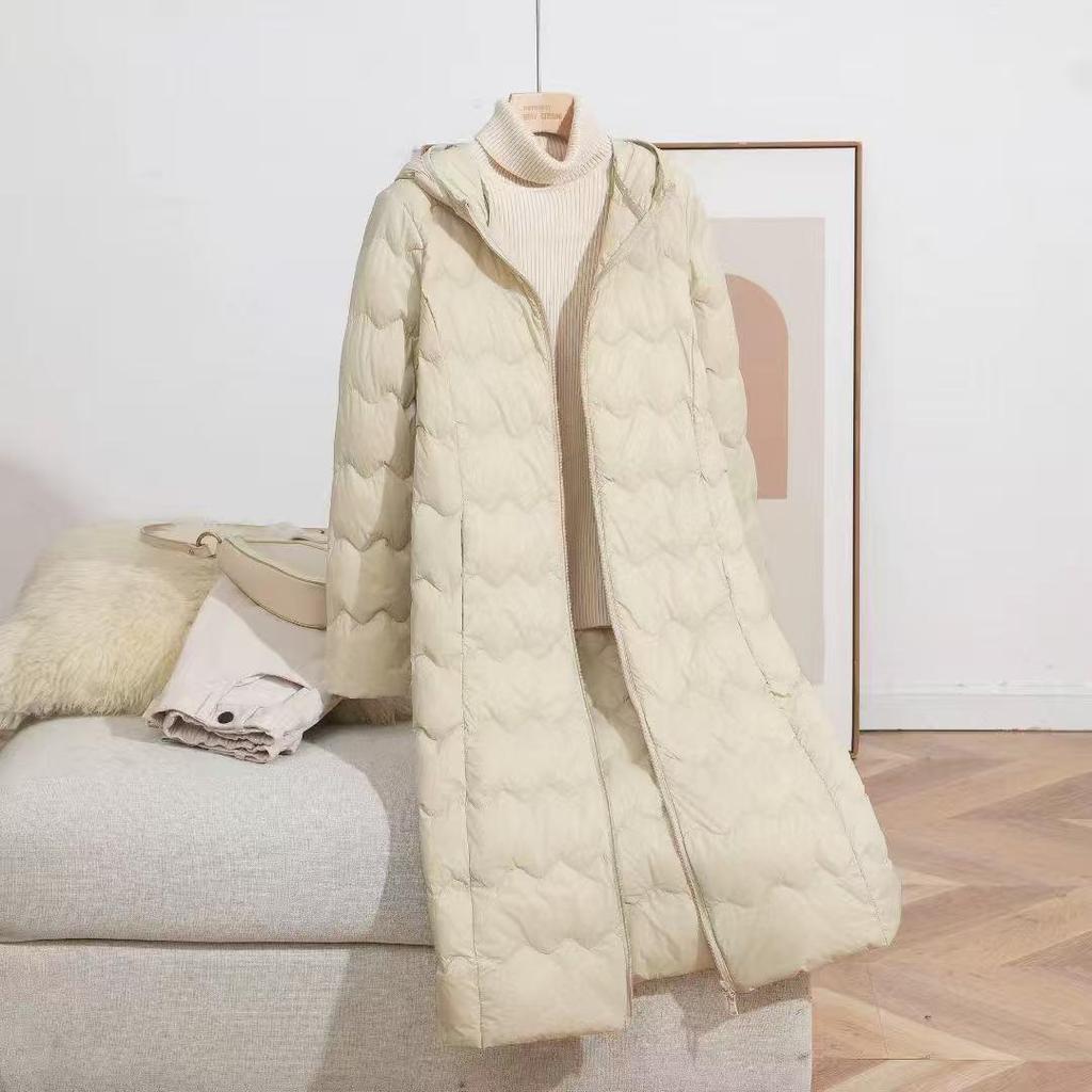 2025 Women's Lightweight Hooded Wavy Down Jacket Coat