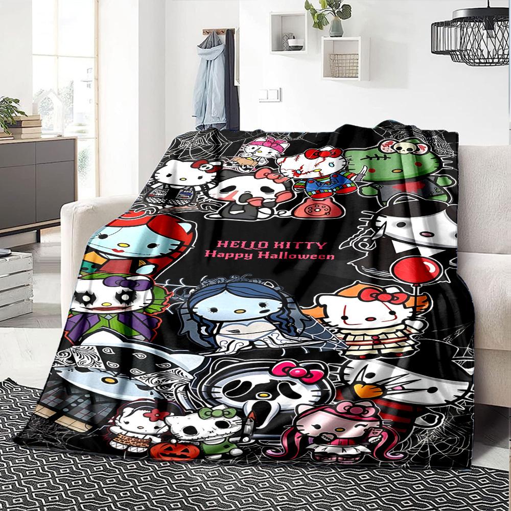 1 szt. Koc Hello Kitty Happy Halloween Lekki flanelowy koc na sofę łóżko podróż camping salon biuro kanapę fotel
