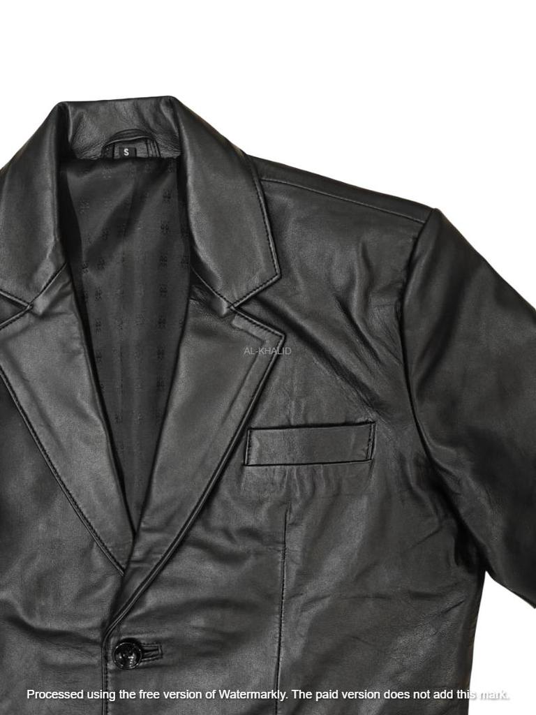 AL KHALID CLASSIC New Men's Black Leather Blazer 100% Pure Lambskin Stylish Slim Fit Blazer