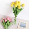 6 Pcs Artificial Tulip Flowers Real Touch Faux PU Tulip Bouquet Fake Flower Arrangement for Home Room Office Party Wedding Decoration