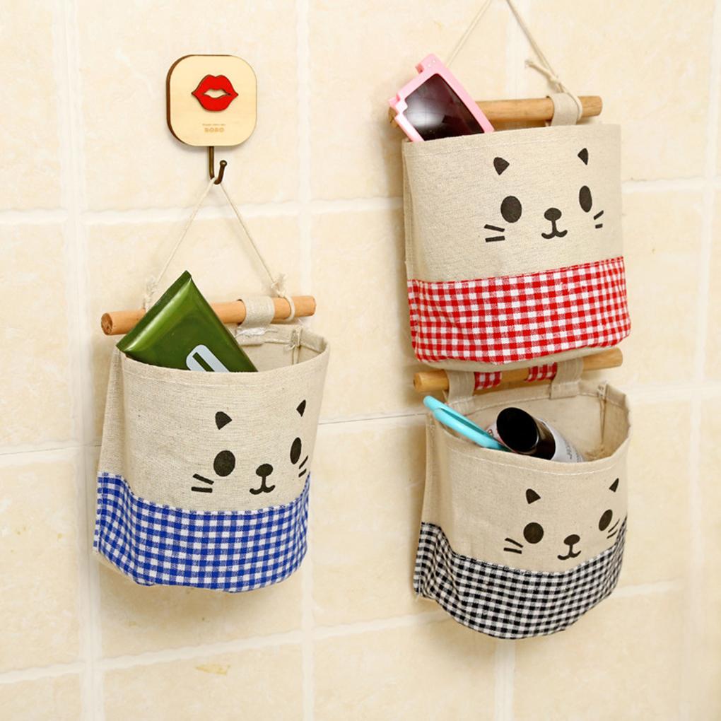 Home Hanging Storage Bag Cute Basket Container Wall Door Pocket Pouch Decoration